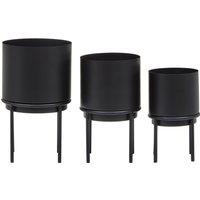 Orsina Avento Set Of Three Black Finish Planters
