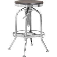 Orsina Gator Ash Wood Seat Metallic Stool in Silver