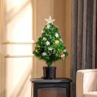 HOMCOM 2FT Artificial Fibre Optic Christmas Xmas Tree Lights Mini Decoration in Green