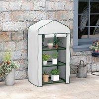 OUTSUNNY Portable Mini Greenhouse with Roll-up Door & Wire Shelves, White | Size: 3L