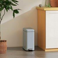HOMCOM 5L Rectangle Compact Bin Steel Body Inner Bucket Quiet-Close Lid w/Pedal in Grey