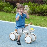 AIYAPLAY Kids Balance Bike for 1-3 Years Old with Adjustable Seat in White