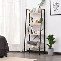HOMCOM 4-Tier Minimalistic Ladder Shelf Unit Steel Frame Home Display Storage in Beige