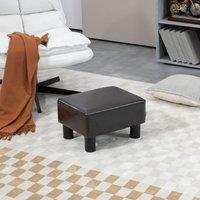HOMCOM Chic Faux Leather Footstool Ottoman Cube with 4 Plastic Legs Brown | Size: 40 cm x 30 cm