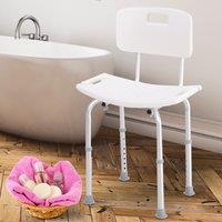 HOMCOM Bath Chair Shower Stool Safety Seat Bathroom Adjustable Positions in White