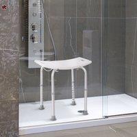 HOMCOM Aluminium Shower Stool w/ Adjustable Height Non-Slip Bath Stool White in Cream