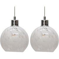 First Choice Lighting Set of 2 Confetti - White & Clear Glass Pendant Shades