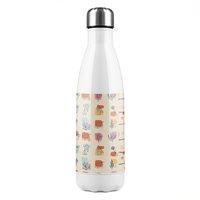 Benjamin Tate Design Leaves & Flowers, Abstract shapes Designer Stainless Steel Bottle in Natural
