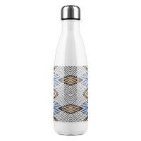 Benjamin Tate Design Abstract Geometric Roughly Hatched Shapes Stainless Steel Bottle in Natural