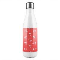 Benjamin Tate Design Anchors On Red Stainless Steel Bottle in Natural