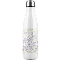 Benjamin Tate Design Abstract Line Pattern With School Supplies Stainless Steel Bottle in Natural