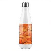 Benjamin Tate Design Autumn Coloured Geometric Triangle Patterns Stainless Steel Bottle in Natural