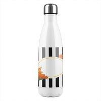 Benjamin Tate Design Black Stripes Autumn Leaves Stainless Steel Bottle in Natural