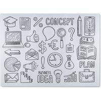 Benjamin Tate Design Business Doodles Glass Chopping Board in Natural