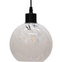 First Choice Lighting Confetti - Glass Globe with Black Pendant Fitting in White