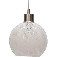 First Choice Lighting Confetti - Glass Globe with Satin Nickel Pendant Fitting in White