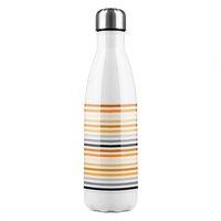 Benjamin Tate Design Striped Pattern Orange Black Gray Beige & Brown Stainless Steel Bottle in Natural
