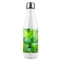Benjamin Tate Design Green leaf background abstract of nature Designer Stainless Steel Bottle in Natural