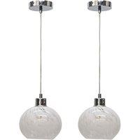 First Choice Lighting Set of 2 Confetti - Glass Globe with Chrome Pendant Fittings in White