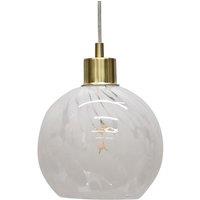 First Choice Lighting Confetti - Glass Globe with Satin Brass Pendant Fitting in White