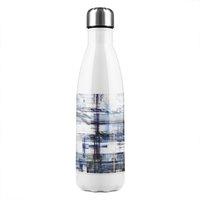 Benjamin Tate Design Blue Grunge Pattern Stainless Steel Bottle in Natural