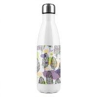 Benjamin Tate Design Spotted Coloured Feather Stainless Steel Bottle in Natural