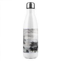 Benjamin Tate Design Silver & Black Palm Stainless Steel Bottle in Natural