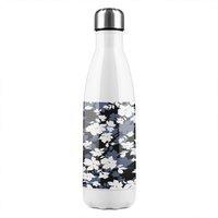 Benjamin Tate Design White Black & Purple Flowers Stainless Steel Bottle in Natural