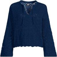 Lands' End Women's Cotton Pointelle Notch Neck Popover in Navy | Size: 10-12