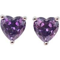 Harfi Women's Amethyst Heart Sterling Silver Stud Gemstone Earrings in Purple