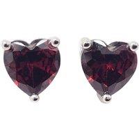 Harfi Women's Garnet Heart Sterling Silver Stud Gemstone Earrings in Red