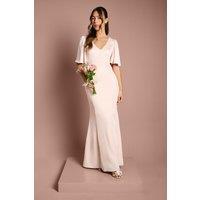 Coast Women's Contrast Satin Angel Sleeve Open Back Bridesmaid Dress in Blush | Size: 12