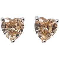 Harfi Women's Citrine Heart Sterling Silver Stud Gemstone Earrings in Orange | Size: 18 inches