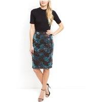Cutie London Women's Elegant Embellished Sequin Midi Skirt in Blue | Size: 8