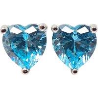 Harfi Women's Aquamarine Heart Sterling Silver Stud Gemstone Earrings in Blue