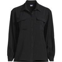 Lands' End Women's Creaseless Long Sleeve Utility Shirt in Black | Size: 20