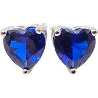 Harfi Women's Sapphire Heart Sterling Silver Stud Gemstone Earrings in Blue | Size: 18 inches