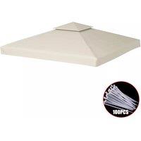 3x3m Gazebo Canopy Replacement - 1Tier 2 Tier Roof Cover Beige