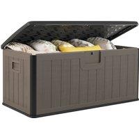 Gymax 380L Waterproof Resin Deck Box Bench Garden Storage Box in Light Brown