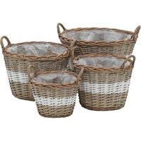Berkfield Home Raised Bed 4 pcs Wicker with PE Lining in Brown