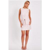 Quiz Women's Pink Boucle Sequin Mini Skirt | Size: 14