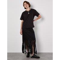 Apricot Women's Guipure Circle Lace Fringe Maxi Skirt in Black | Size: 10