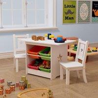 Xample Childrens Kids Wooden Table & Chairs Set With Storage for Nurseries & Bedrooms in White