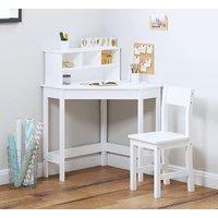 Hygrad Built to Survive White Study Table & 1 Chairs for Kids Unisex Xmas, Wooden Study Desk w/ Chair for Children, Writing Desk w/ Storage & Hutch