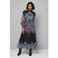 Wallis Women's Paisley Tiered Shirt Maxi Dress in Black | Size: 18