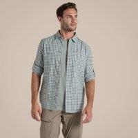 Craghoppers Men's Nosilife Nuoro Insect-Repellent Check Long Sleeved Shirt in Green | Size: XL