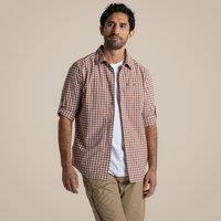 Craghoppers Men's Nosilife Nuoro Insect-Repellent Check Long Sleeved Shirt in Red | Size: 2XL