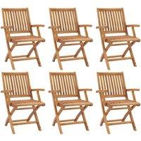 Berkfield Home Folding Garden Chairs 6 pcs Solid Teak Wood in Brown