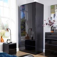 Home Source Wardrobe 2 Door 2 Drawer Storage Cabinet Modern Home Bedroom Unit in Black