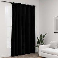Berkfield Home Linen-Look Blackout Curtains with Hooks Black 290x245 cm